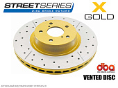 Спортивные тормозные диски DBA X-Gold Street Series (перфорация/насечки) BMW (E90/E92) 335i (2007-2010), 335d (2009) Перед 2858X