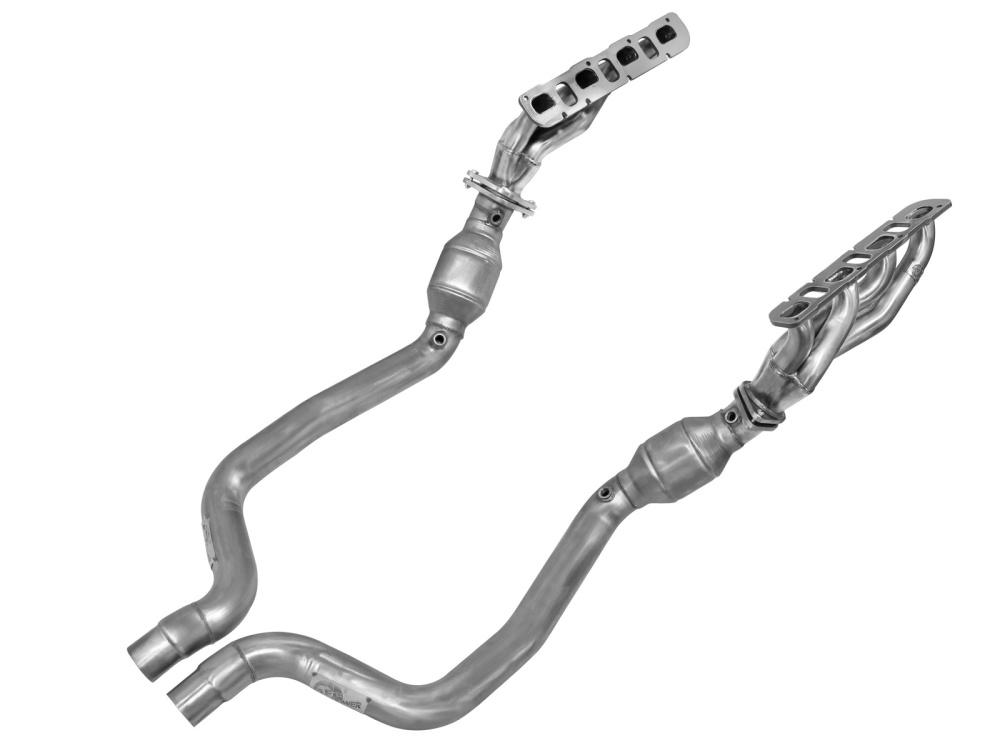 Равнодлинные выпускные коллекторы и мидпайпы (mid-pipes) aFe POWER (катализатор/4-1) для Dodge Challenger SRT-8 6.4L V8 (Hemi) 2011-14