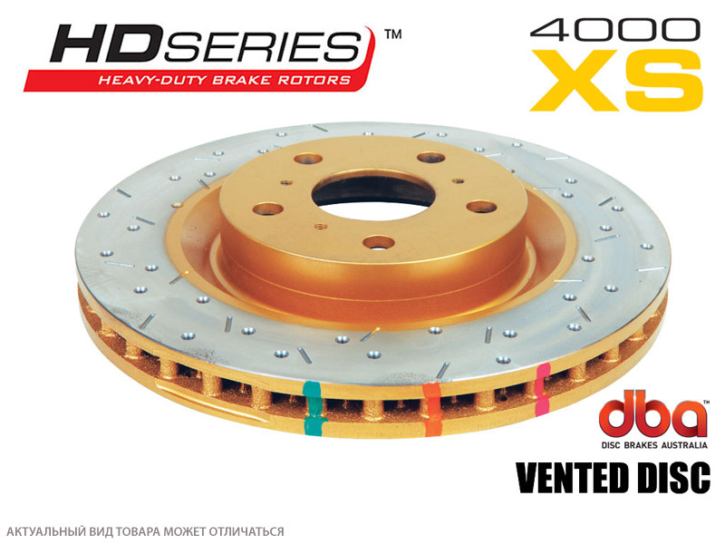 Спортивные тормозные диски DBA 4000 Series XS (перфорация/насечки) Infiniti FX35/FX45, Nissan Murano (2003-2012) Зад 42313XS