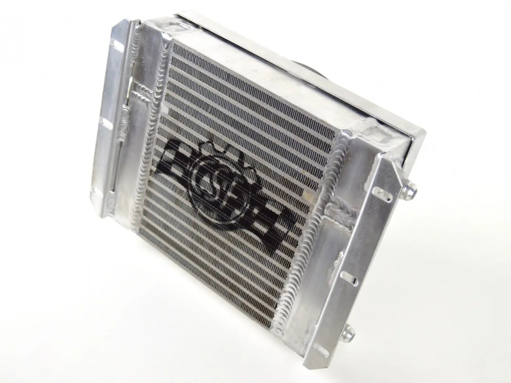 Универсальный двойной масляный радиатор (маслокулер) CSF Racing с вентилятором SPAL (9 дюймов)