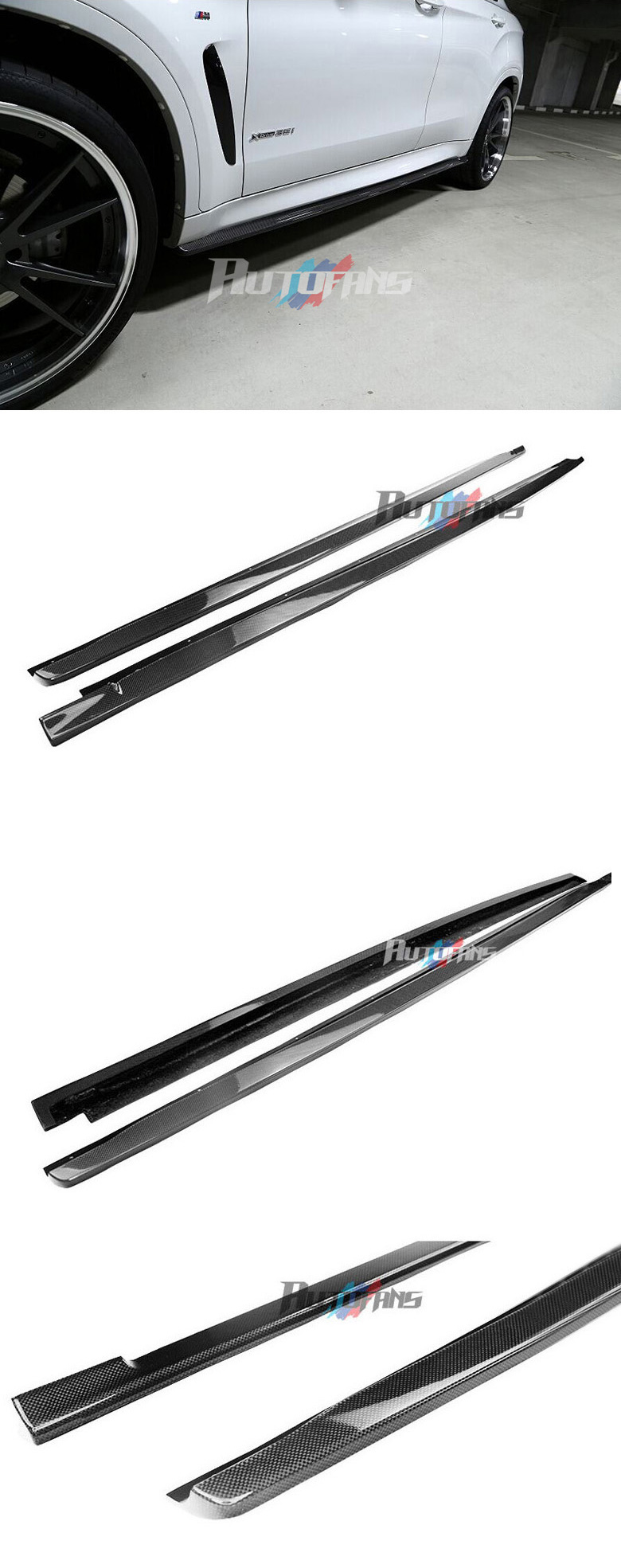 Расширительные накладки боковых порогов V2 (карбон) M-tech/M-sport/M Carbon Fiber BMW F16 X6 F86 X6M