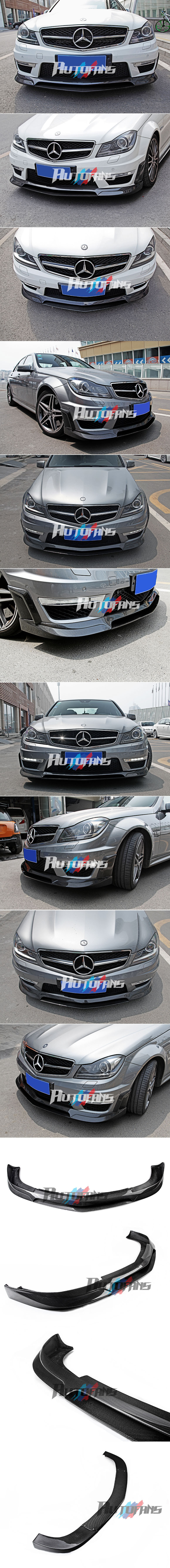 Накладки для переднего бампера Type-2 C63 AMG Facelift (карбон) Mercedes-Benz W204 Sedan Coupe Carbon Fiber