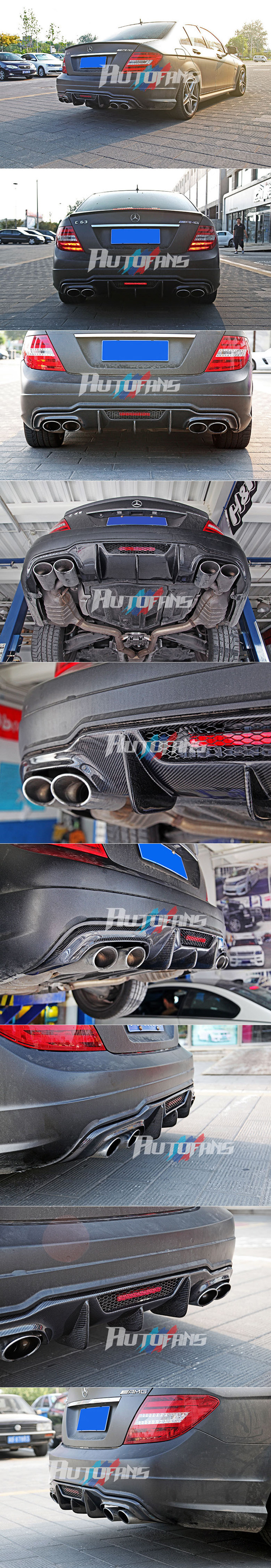 Диффузор заднего бампера DTM2 (карбон) Facelift Mercedes-Benz W204 C63 AMG Sport Coupe, Sedan Carbon