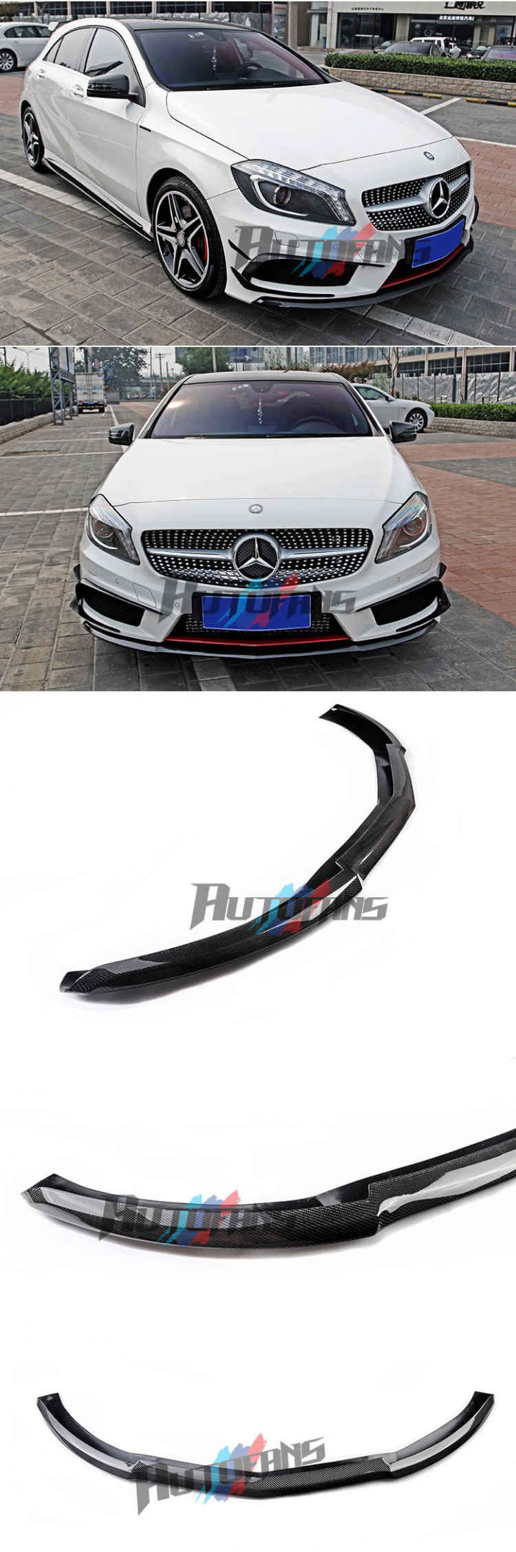 Carbon-Fiber-Front-Spolier-Lip-Spoiler-For-Mercedes-Benz-W176-A250-Amg