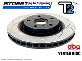 Спортивные тормозные диски DBA T2 Street Series (насечки) Subaru WRX STi (2004-2015) Перед (5x100/5x114.3) 654S-10