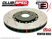 Спортивные тормозные диски DBA T3 Clubspec 5000 Series (насечки) BMW M3 (E46) (2001-2006) Перед 52880BLKSL